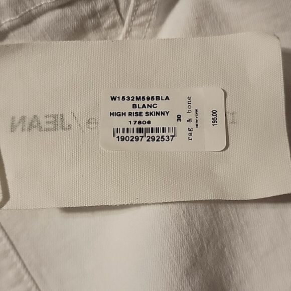 NWT Rag & Bone High Rise Skinny Jean in White - Picture 9 of 11